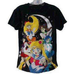 Sailor Moon Tee Shirt Size XS Anime Black Front And Back Print READ